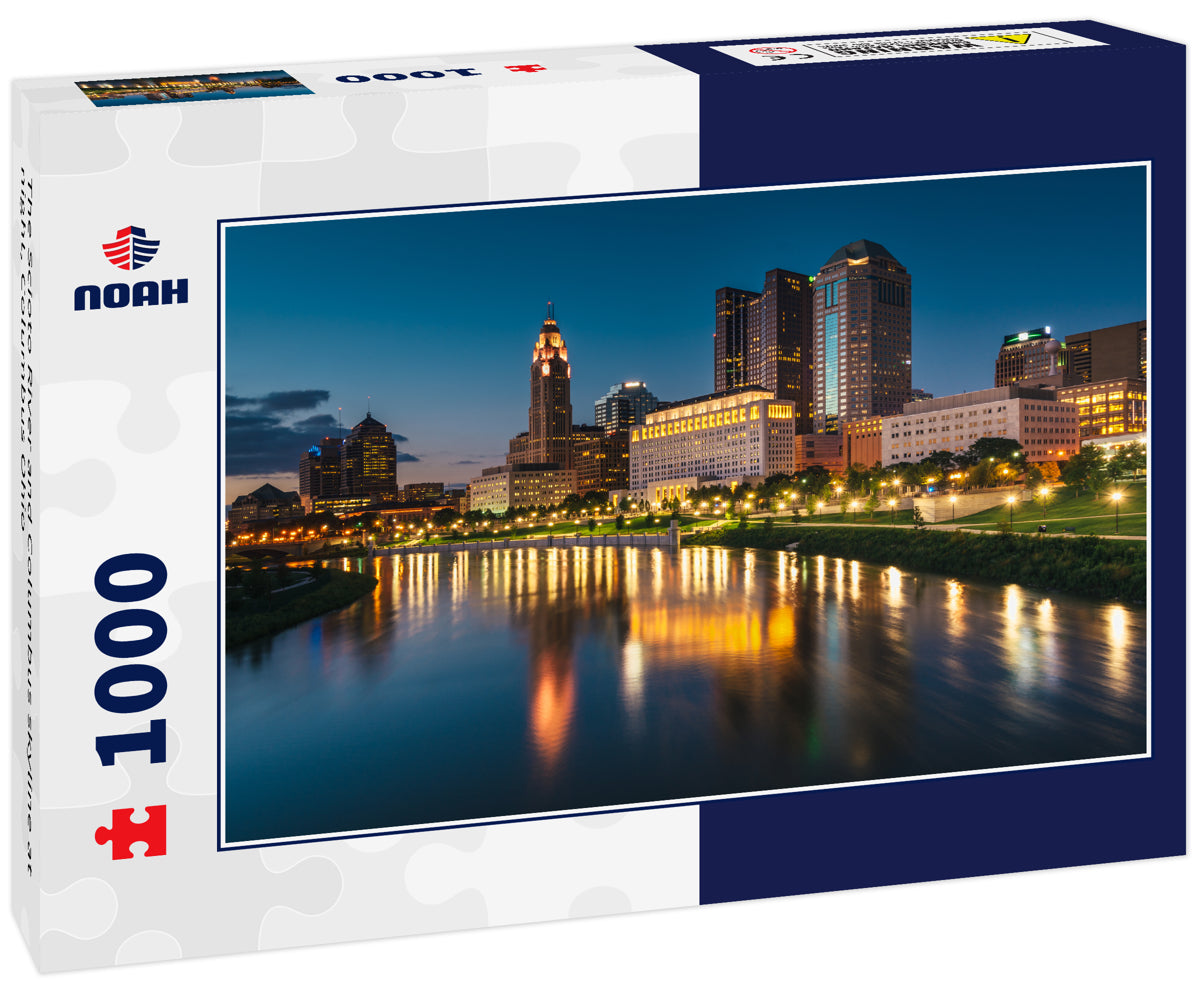 The Scioto River and Columbus skyline at night, Columbus Ohio