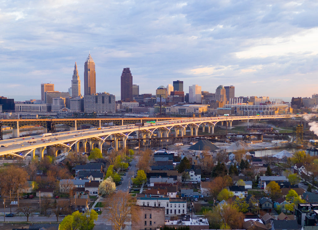 Highway Through Cleveland Ohio Cuyahoga County Seat North America