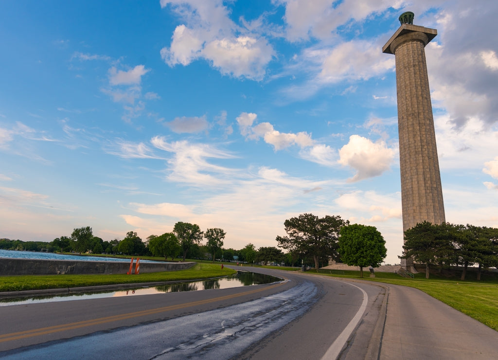 Famous Perry's Victory & International Peace Memorial, Ohio, USA under the cloudy sky