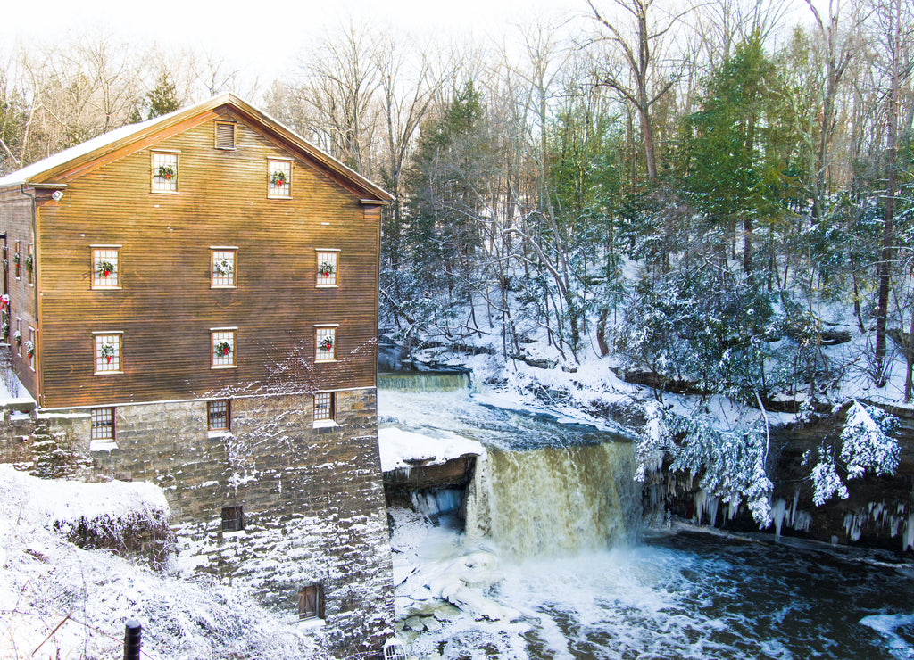 Lantermann's old mill in winter, Ohio