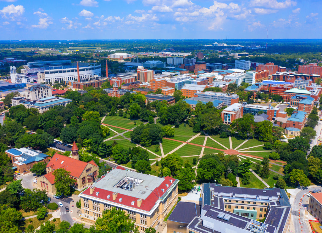 Aerial view of Oval university campus in Ohio