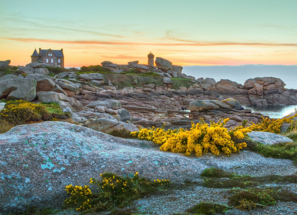 Evening atmosphere at the Cote de Granit Rose, Bretagne, France
