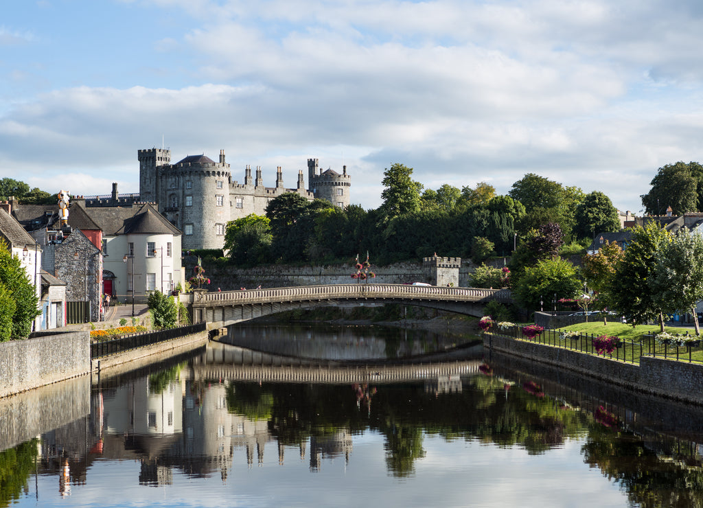 Kilkenny Castle, panoramic view from the bridge, Ireland
