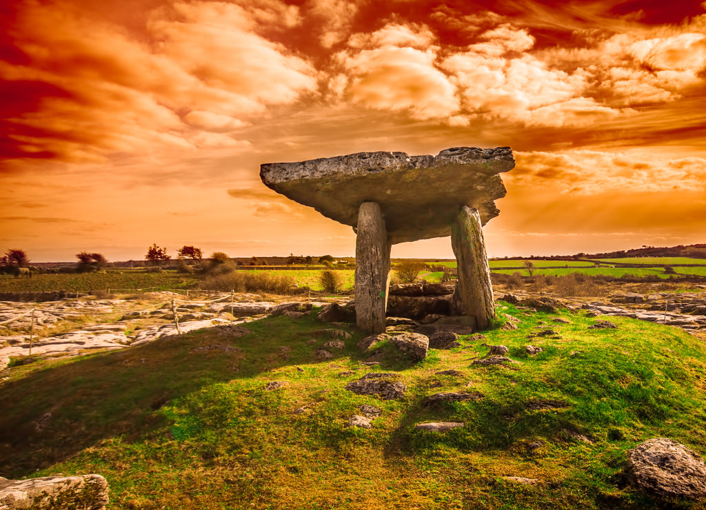 Ancient Poulnabrone Dolmen, The Burren, Co. Clare, Ireland