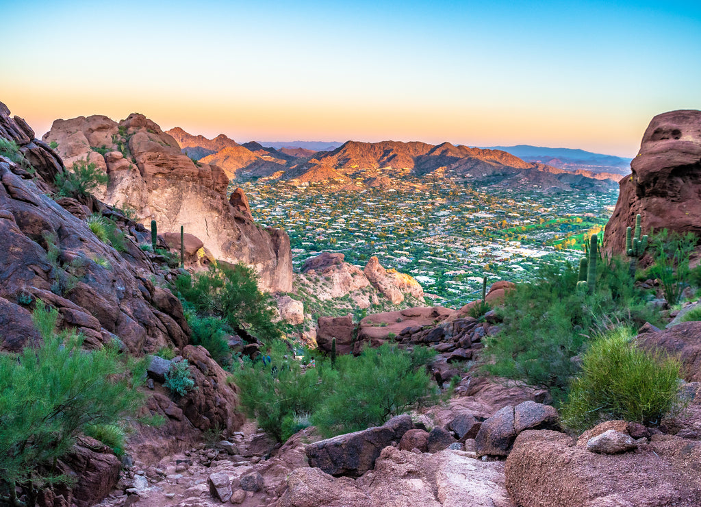 Colorful sunrise on Camelback Mountain in Phoenix, Arizona