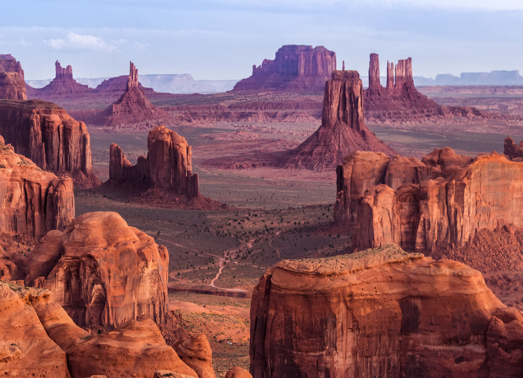 Sunrise at Hunts Mesa navajo tribal majesty near Monument Valley, Arizona, USA