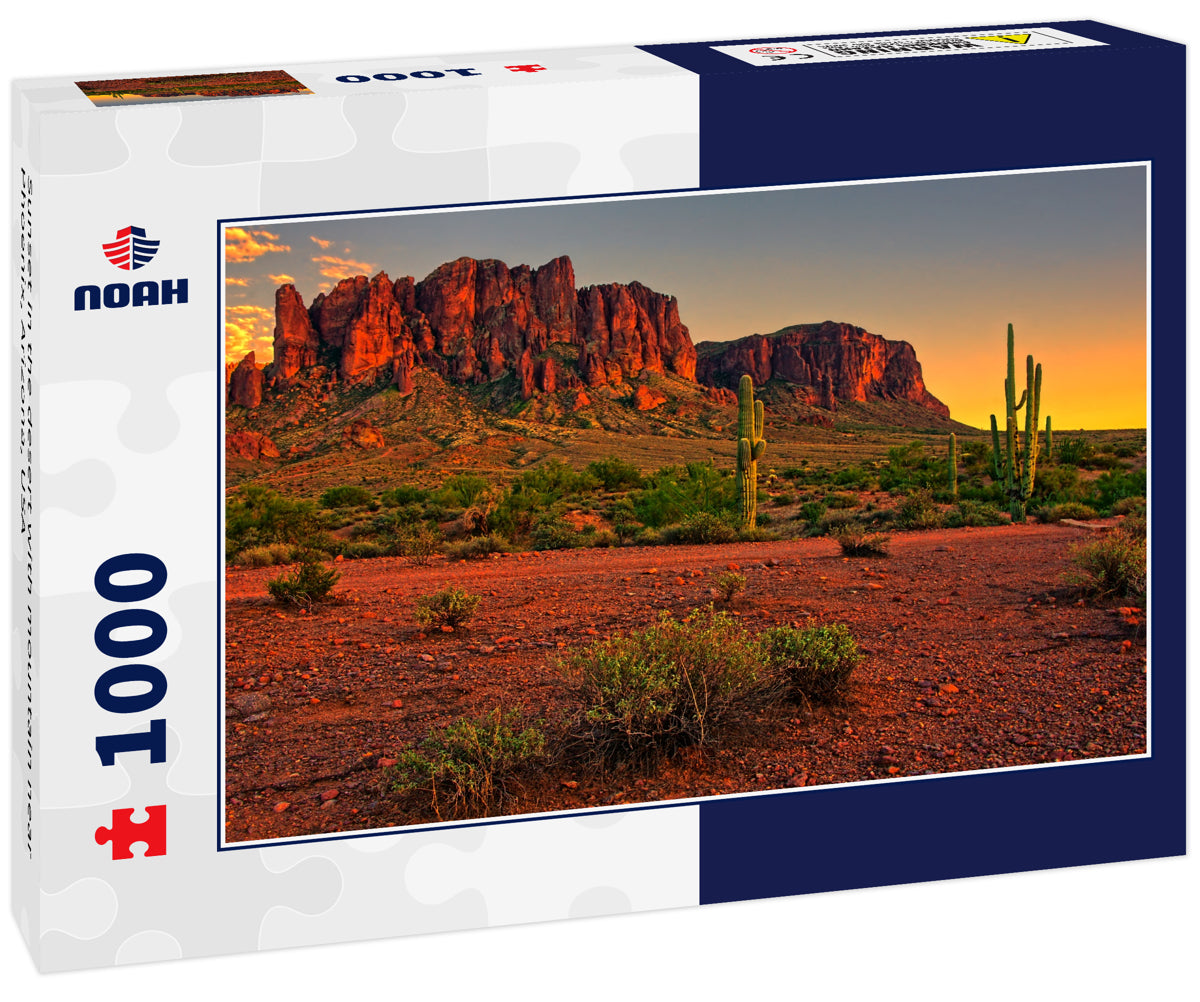 Sunset in the desert with mountain near Phoenix, Arizona, USA