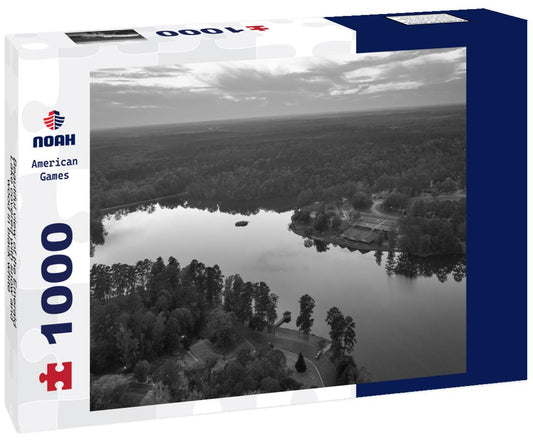 Noah Jigsaw Puzzle Beautiful view of the Emerald Lake covered with snow and wood in black white 1000 pieces