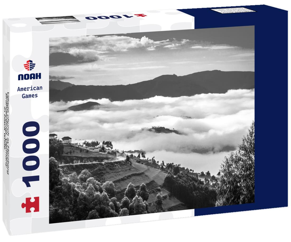 Noah Jigsaw Puzzle Village church in Herzberg, Brandenburg, Germany in black white 1000 pieces