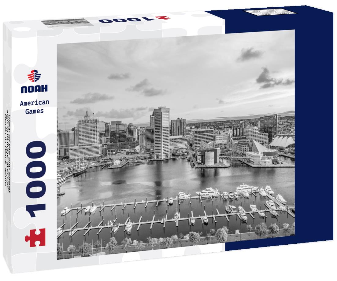 Noah Jigsaw Puzzle View of the city street with buildings and café, Berlin in black white 1000 pieces