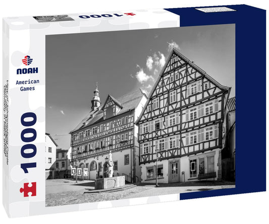 Johannesburg Castle from afar, Aschaffenburg, Germany 1000pc PuzzleBlack and White