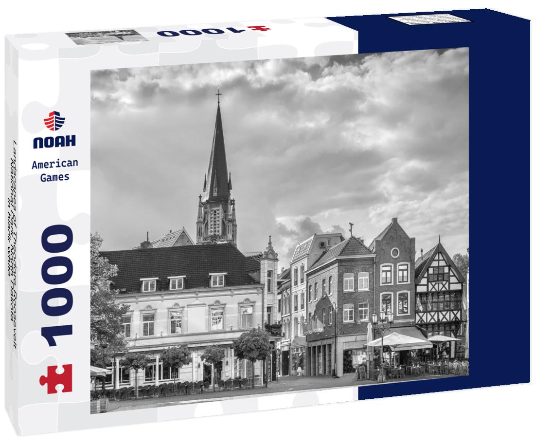 Noah Jigsaw Puzzle Landscapes of Theodore Roosevelt National Park, North Dakota in black white 1000 pieces