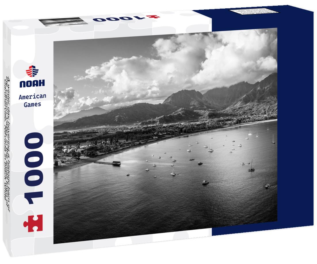 Noah Jigsaw Puzzle A winter day hovering a historic barn of the Carson Valley in the small town of Gardnerville, Nevada in black white 1000 pieces