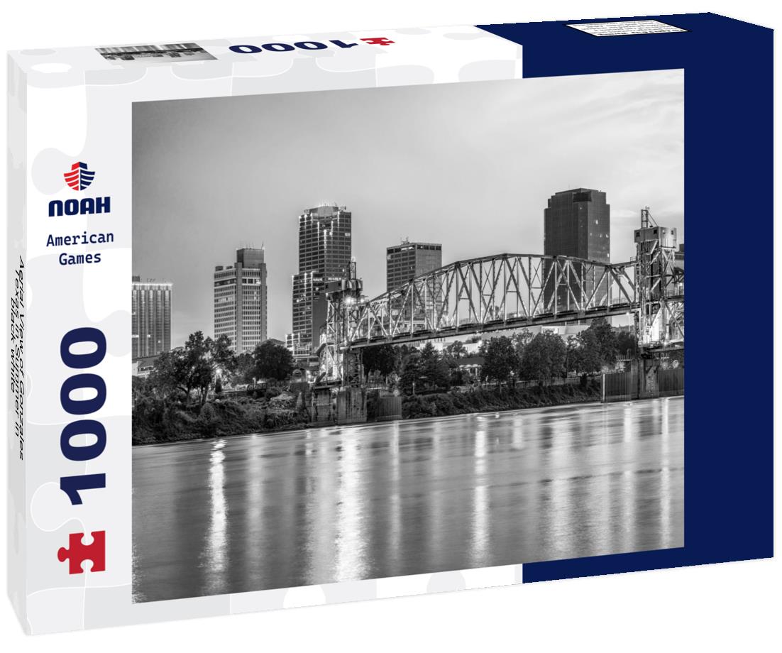 Noah Jigsaw Puzzle Aerial View of Gonzales, Texas in Summer in black white 1000 pieces