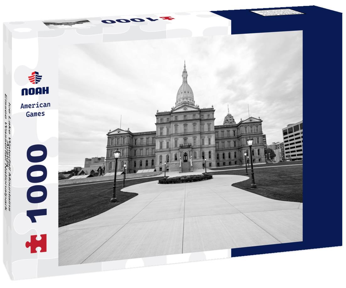 Noah Jigsaw Puzzle Ice Lake Waterfall Mountains Austria - Eissee Wasserfall Nationalpark Hohe Tauern Austria in black white 1000 pieces