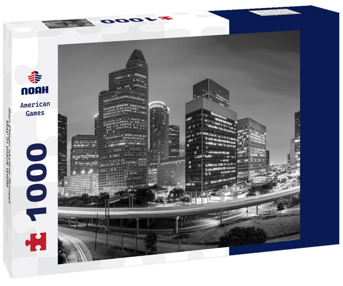 Noah Jigsaw Puzzle San Diego skyline Sunset Bay in black white 1000 pieces