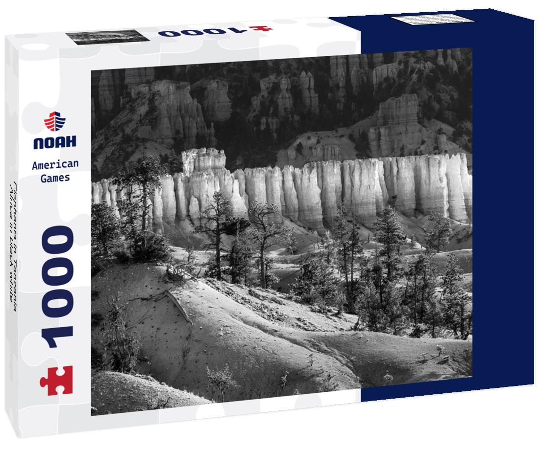 Noah Jigsaw Puzzle Elephants in Tanzania, Africa in black white 1000 pieces
