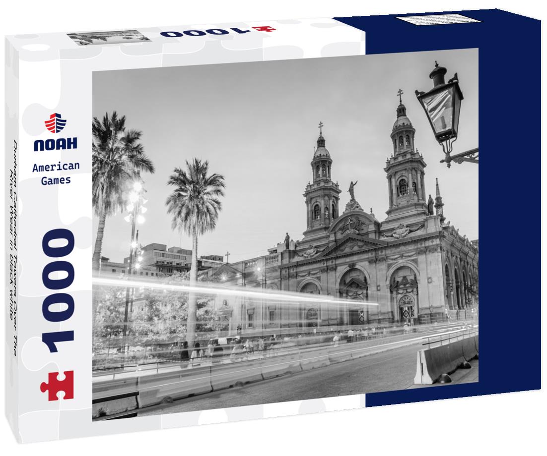 Noah Jigsaw Puzzle Durham Cathedral Towers Over The River Wear in black white 1000 pieces