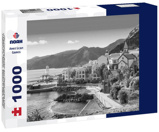 Noah Jigsaw Puzzle Old Colonial Bridge and Parish of the Light in Lagos de Moreno. World Heritage Site by UNESCO in Jalisco, Mexico in black white 1000 pieces