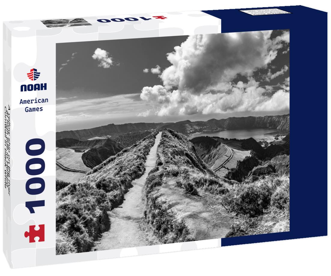 Noah Jigsaw Puzzle A yellow ship on the river at high tide in Helford, Cornwall in black white 1000 pieces