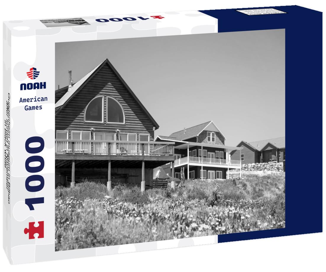 Noah Jigsaw Puzzle Guggenheim museum in Bilbao after sunset in November in black white 1000 pieces