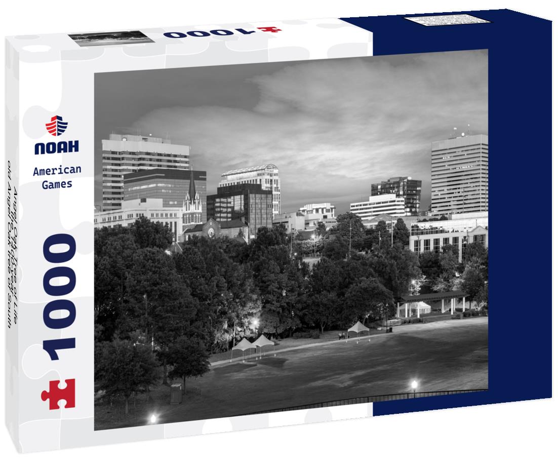 Noah Jigsaw Puzzle Angel Oak Tree of Life, the 1400-year-old Angel Oak tree of South Carolina in black white 1000 pieces