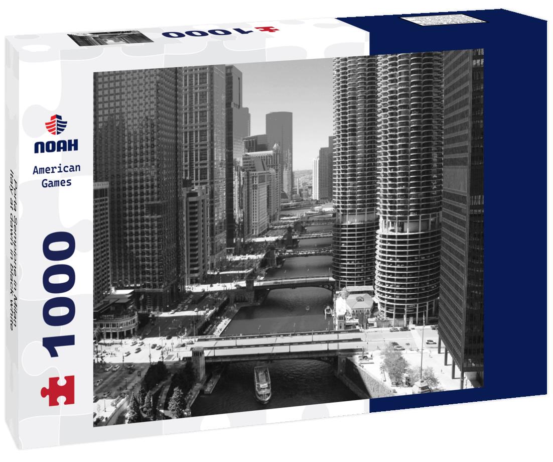 Noah Jigsaw Puzzle Porta Sempione in Milan, Italy at dawn in black white 1000 pieces