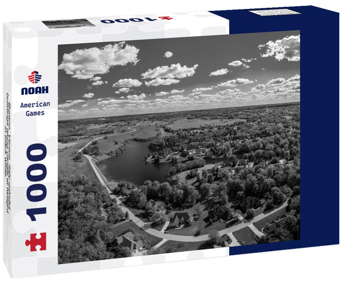 Noah Jigsaw Puzzle Burano, Venice, Italy colorful buildings along canals at twilight in black white 1000 pieces