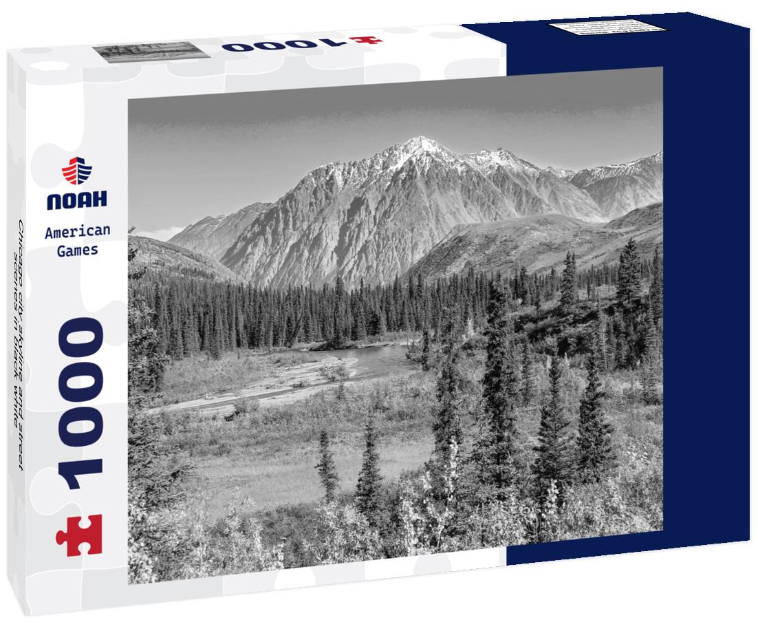 Noah Jigsaw Puzzle Chicago city skyline and street scenes in black white 1000 pieces