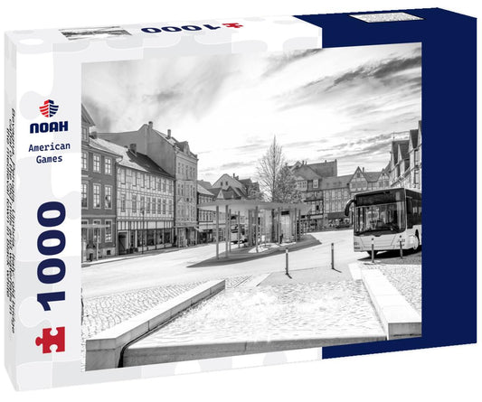 Noah Jigsaw Puzzle Bevagna, Perugia, Umbria, Italy: old bridge, canal of the old mills and waterfalls in the medieval town in black white 1000 pieces