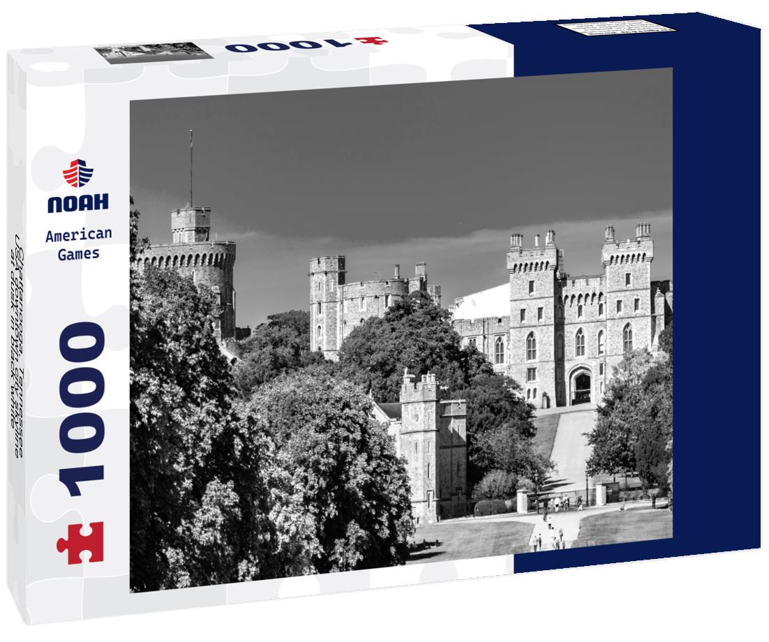 Noah Jigsaw Puzzle Chattanooga, Tennessee, USA downtown city skyline at dusk in black white 1000 pieces