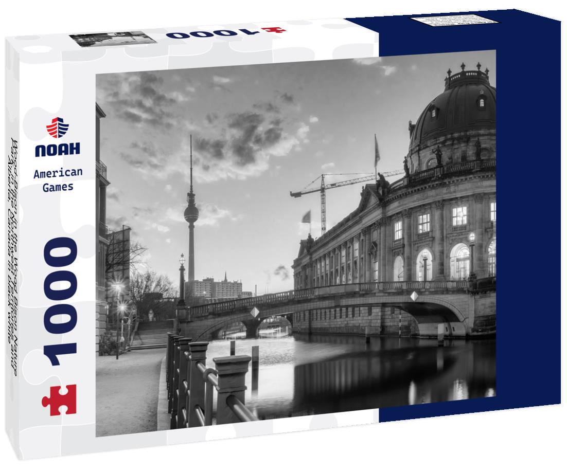 Noah Jigsaw Puzzle Wood-Bison in the Wood Bison Nature Park, in the Northwest Territories and Alberta, Canada in black white 1000 pieces