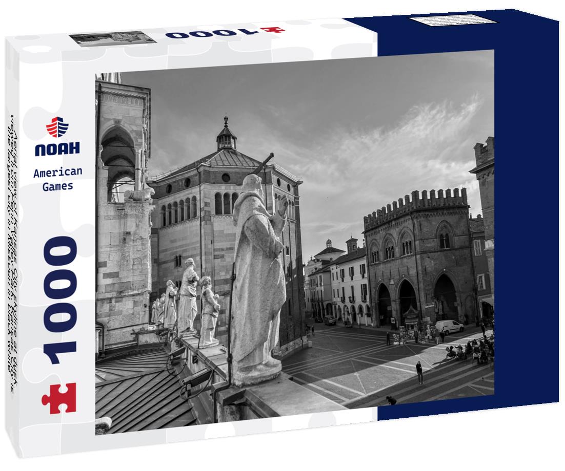 Noah Jigsaw Puzzle Aerial view of Kansas City skyline at dusk, viewed from Penn Valley Park. Kansas City is the largest city in Missouri in black white 1000 pieces