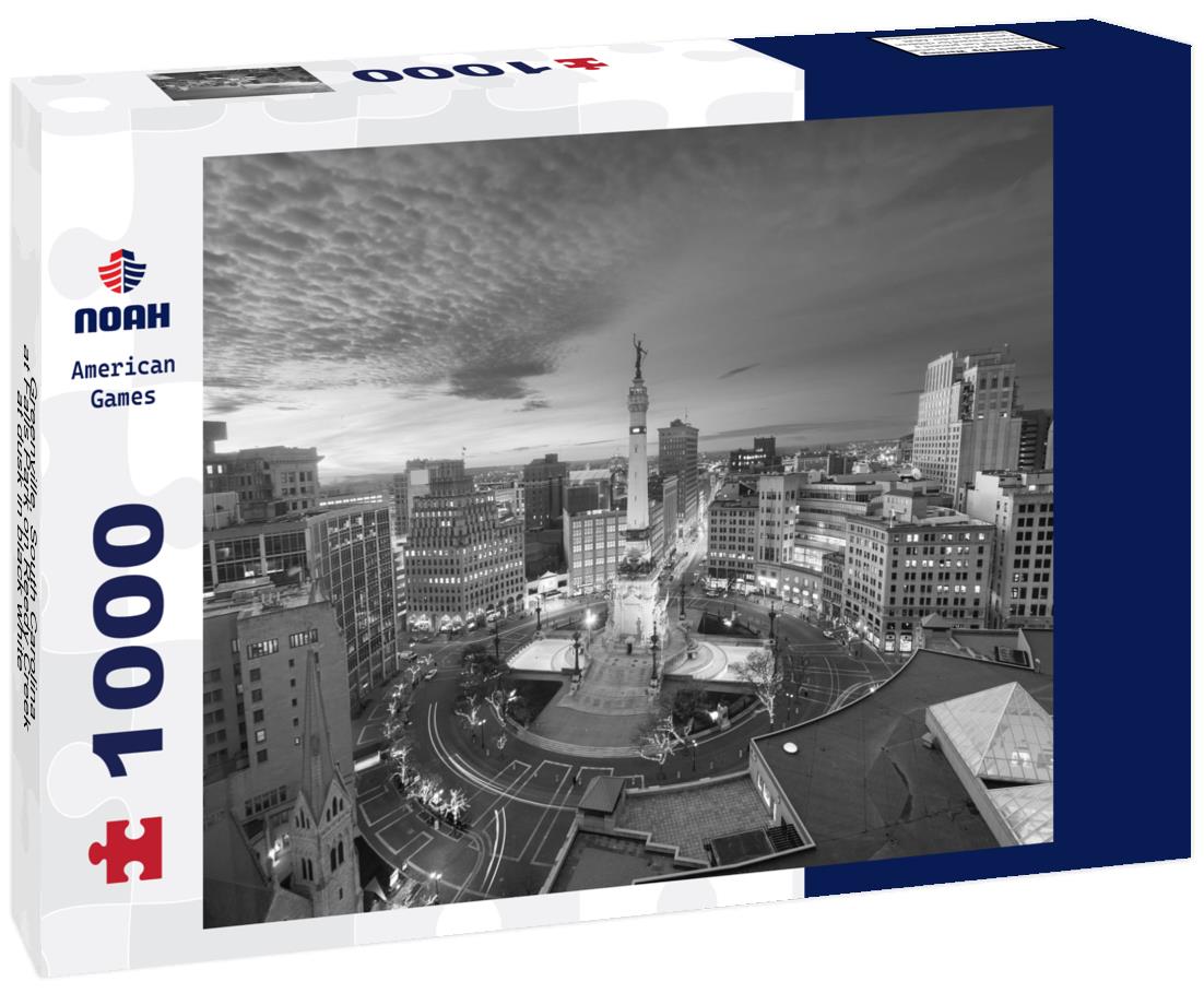 Noah Jigsaw Puzzle Greenville, South Carolina at Falls Park on Reedy Creek at dusk in black white 1000 pieces