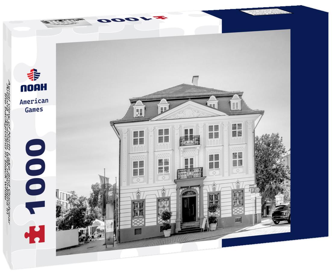 Noah Jigsaw Puzzle Aerial view of North Lake and Goodyear, Arizona Cityscape with mountains in the background in black white 1000 pieces