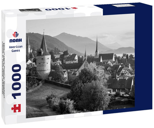 Noah Jigsaw Puzzle View of Olive Street in Texarkana, Texas, with St. James' Anglican Church in Texarkana, Arkansas, USA in black white 1000 pieces