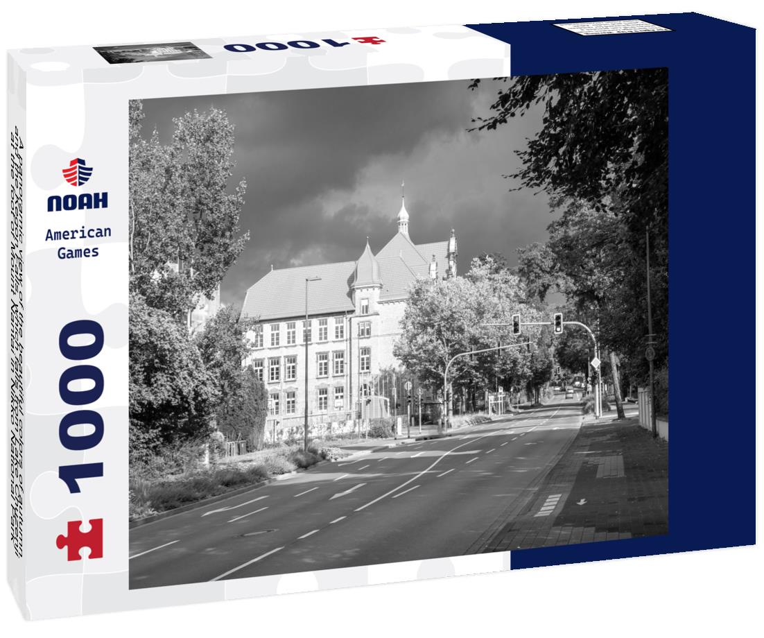 Noah Jigsaw Puzzle A panoramic view of the beautiful colors of autumn and the Kegon Falls, which falls from Lake Chuzenji at the foot of Mount Nantai in Nikko National Park, Tochigi, Japan in black white 1000 pieces