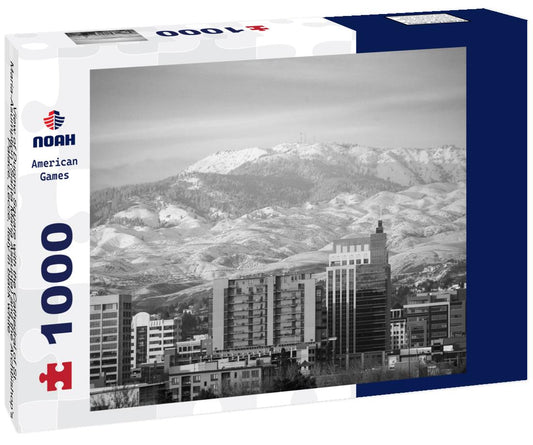 Noah Jigsaw Puzzle View of Duomo Square with the Cathedral of St. Maria-Asumption (Santa Maria Assunta) and the Archbishop's Palace, Lecce, Italy in black white 1000 pieces