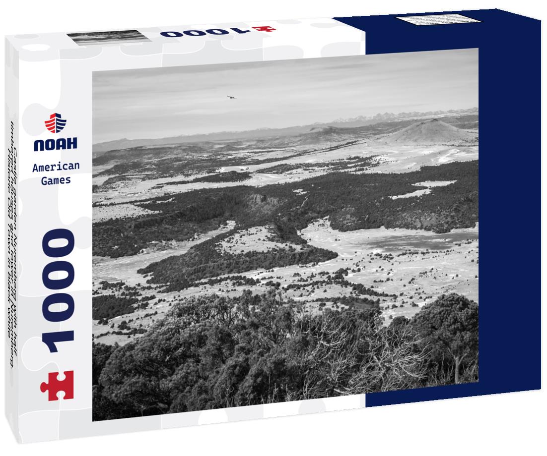 Noah Jigsaw Puzzle Castle garden Nuremberg with half-timbered houses and tower in Nuremberg. Historic Old Town in black white 1000 pieces