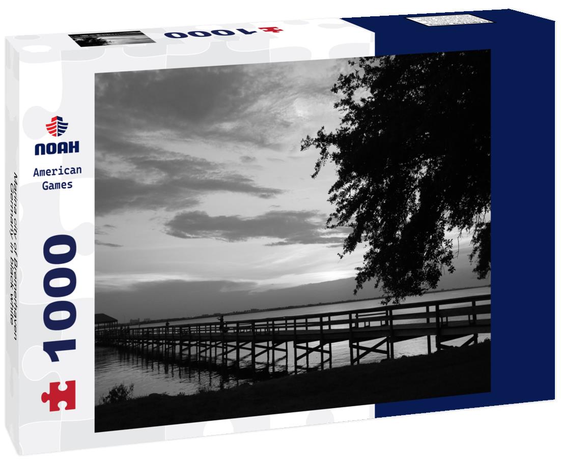 Noah Jigsaw Puzzle Marina city of Bremerhaven, Germany in black white 1000 pieces