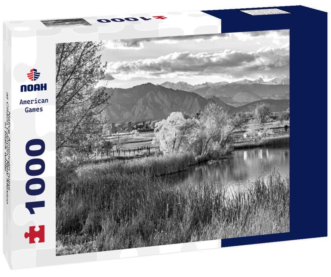 Noah Jigsaw Puzzle Native American ruins at Chaco Canyon, New Mexico in black white 1000 pieces
