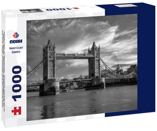 Noah Jigsaw Puzzle Aerial view of Savannah, Georgia skyline along River Street. Savannah is the oldest city in the U.S. state of Georgia and the county seat of Chatham County in black white 1000 pieces