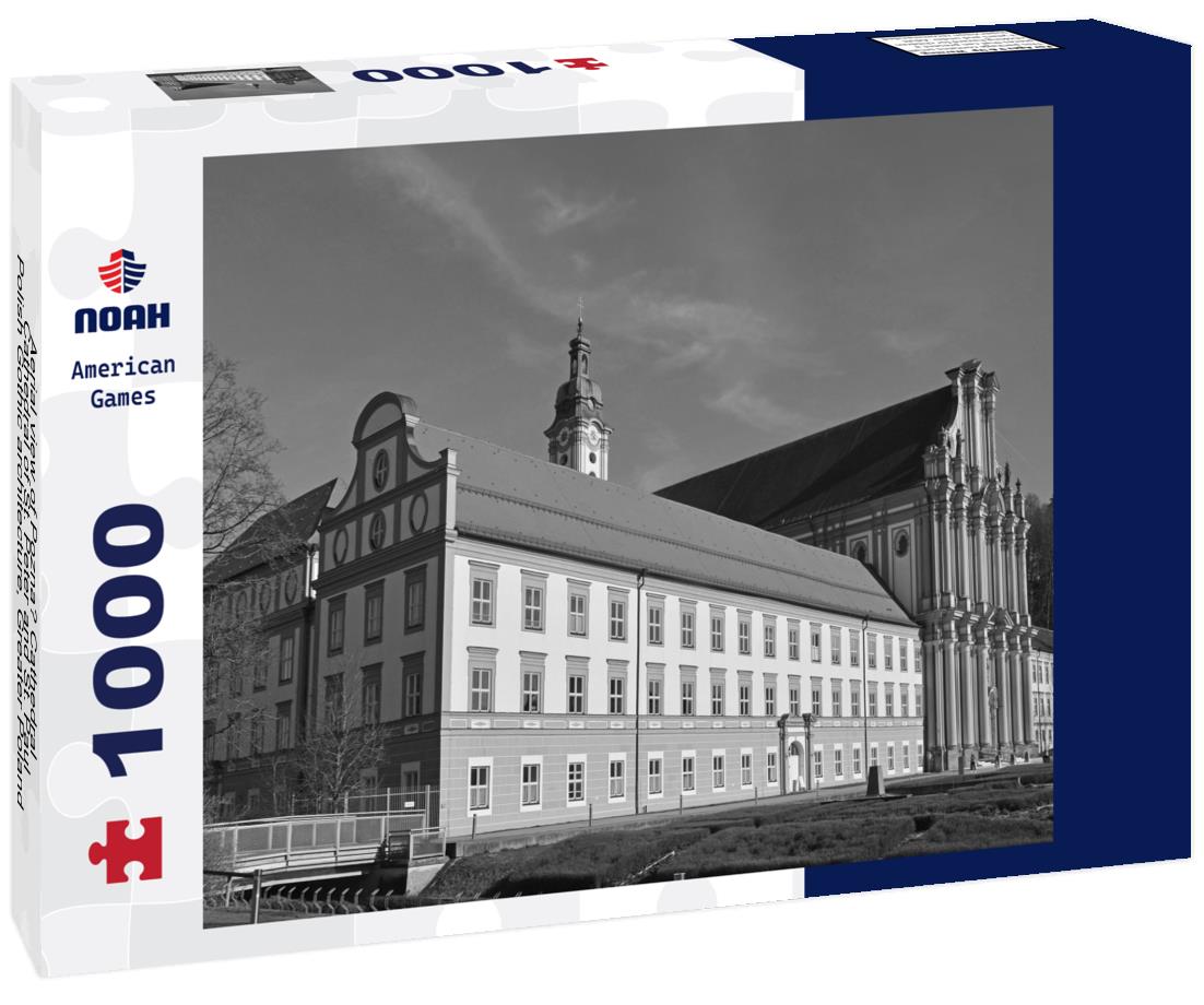 Noah Jigsaw Puzzle Aerial view of Poznan Cathedral - Cathedral of St. Peter and St. Paul, Polish Gothic architecture, Greater Poland in black white 1000 pieces