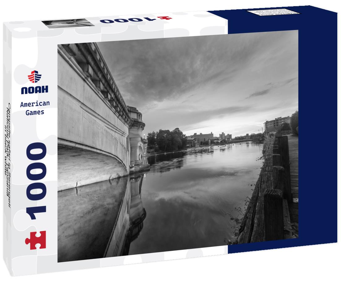 Noah Jigsaw Puzzle Campsite safari in Serengeti National Park, Tanzania in black white 1000 pieces