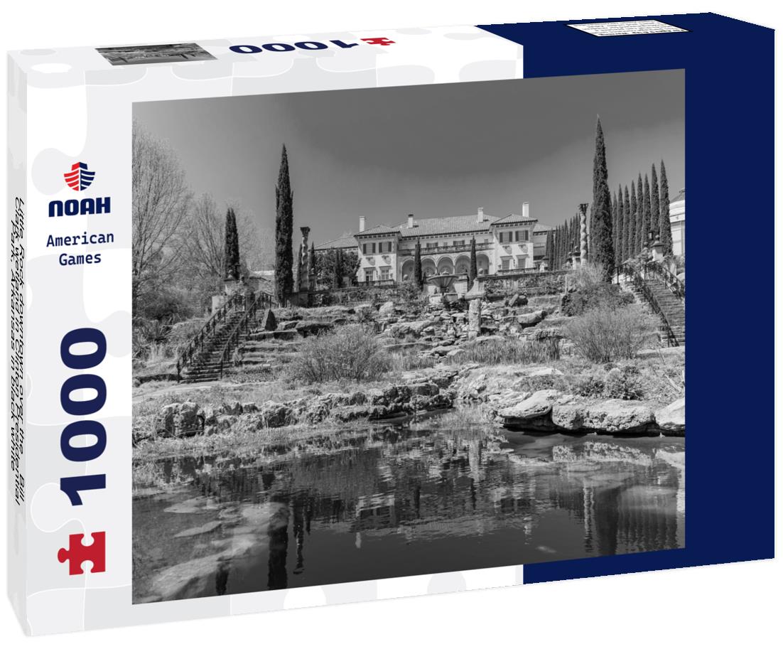 Noah Jigsaw Puzzle Little Rock downtown over the “Bill” Clark wetland in Clinton Presidential Park, Arkansas in black white 1000 pieces