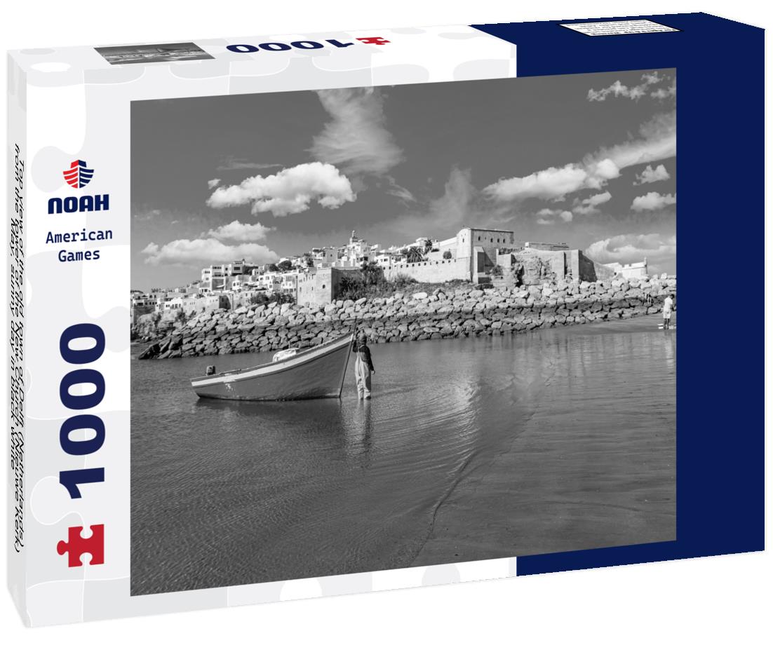 Noah Jigsaw Puzzle Top view of the old town of Delft (Netherlands) from the tower of the New Church (Nieuwe Kerk), May, sunny day in black white 1000 pieces