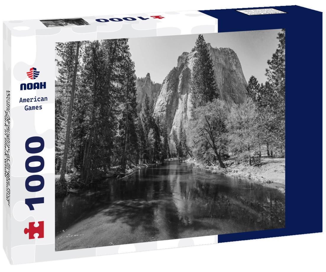 Noah Jigsaw Puzzle Winter Alpenglow at Snake River Overlook Grand Teton National Park in black white 1000 pieces