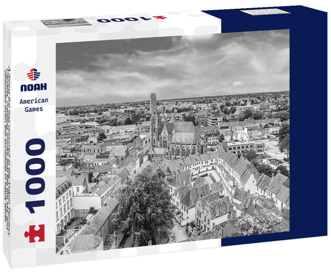 Noah Jigsaw Puzzle A forest fire has occurred in the Yukon Territory, Canada, creating smoke that fills the sky and obscures even the sunshine in black white 1000 pieces