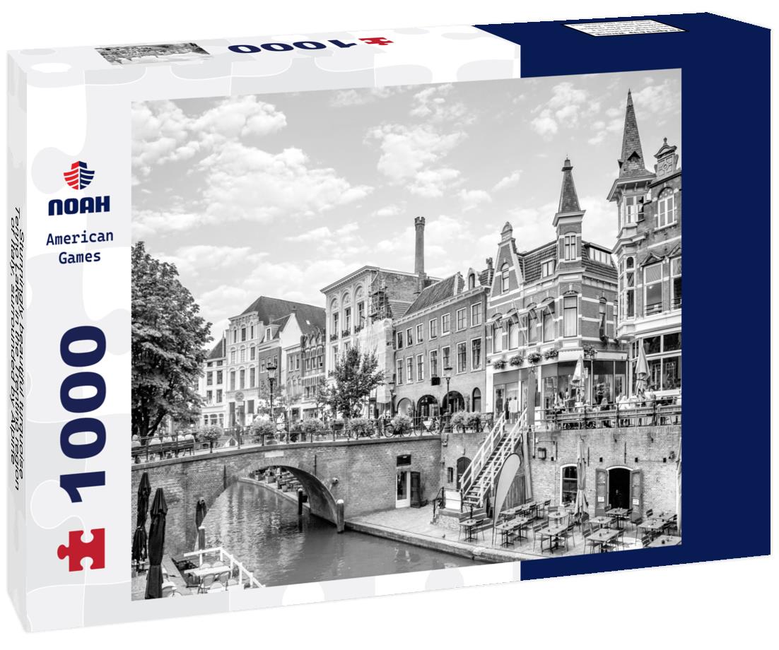 Noah Jigsaw Puzzle Stunningly beautiful turquoise Tenno Lake in the Trentino region of Italy, surrounded by Alpine mountains in black white 1000 pieces