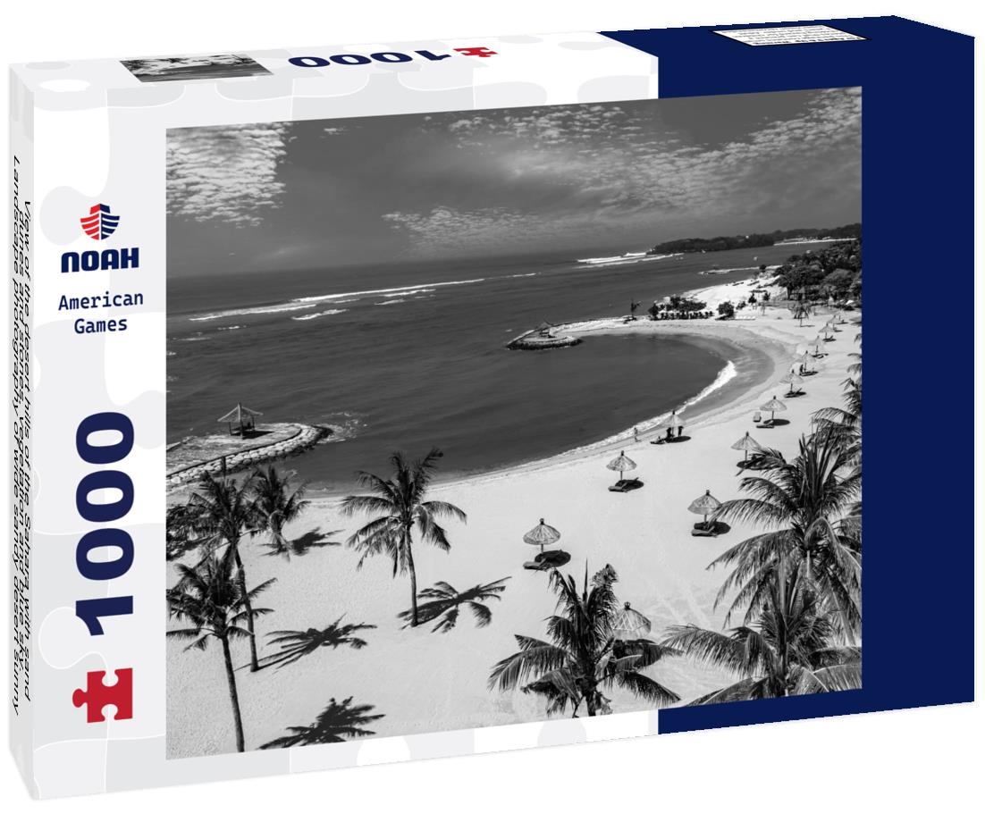 Noah Jigsaw Puzzle View of the desert hills of the Sahara with sand dunes and stones, vegetation and blue sky. Landscape photography of wide sandy desert sunny day, Sahara, Tozeur city, Tunisia in black white 1000 pieces